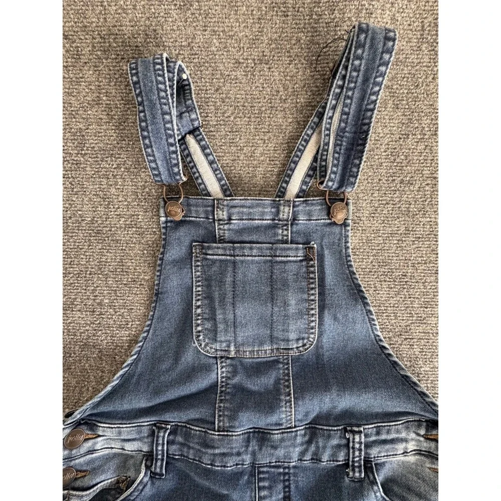 Justice Girls Medium Wash Denim Skinny Leg Bib‎ Overalls Blue Kids